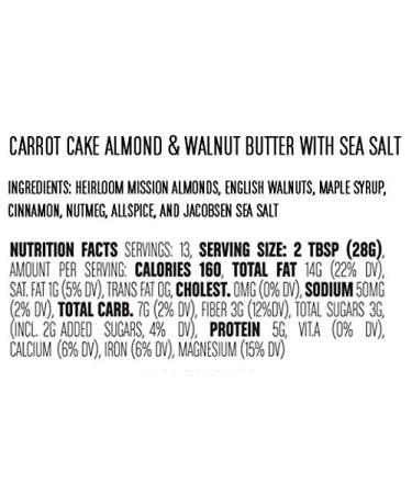 Big Spoon Roasters Carrot Cake Almond & Walnut Butter - Keto & Paleo Friendly Gourmet Vegan Nut Butter with Maple Syrup & Sea Salt - 13 Ounces - Buy Online on SooperMarket.com