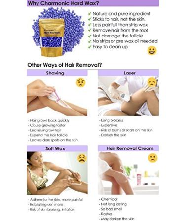 Charmonic 17.5 Oz Hard Body Hair Wax Beans for Men and Women - Lavender Depilatory Wax Beads - 500g/1.1 lb - Buy Online on SooperMarket.com