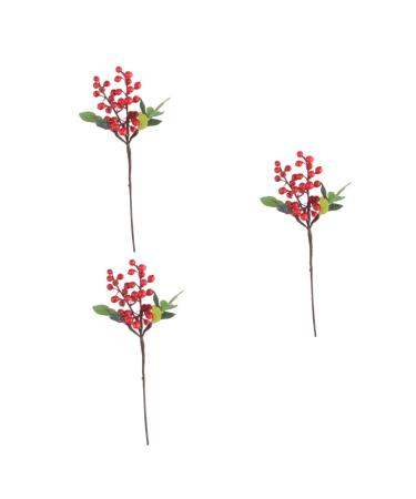 ABOOFAN 3pcs Coffee Shop Decor Artificial Berries Office Decoration Lifelike Berries Realistic Looking Berries Floral Decor Artificial Branches Fake Decorative Fruit Simulation Berries Red