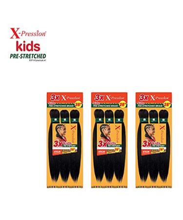 Sensationnel African Collection 3X X-PRESSION Kids Pre-Stretched Braid 28" (3-Pack SM1B/BG) - Ideal for Easy Braiding & Styling | Shop Internationally - Buy Online on SooperMarket.com