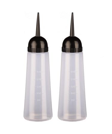 AOVNA 2 Pieces 160ml Salon Hair Color Measuring Applicator Bottle Plastic Scale Hairdressing Tool (160ml)