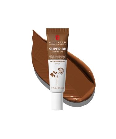 Erborian - Super BB Cream with Ginseng - High Coverage Tinted Face Care Anti-Imperfections - Corrector and Complexion Perfector - SPF 20 Sun Protection - Korean Cosmetics Chocolat 15 ml