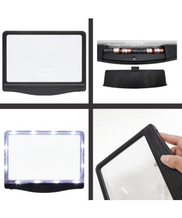 4X Large Ultra Bright LED Page Magnifier - Handheld Magnifier for Reading Seniors and Low Eyesight Person for Reading Small Fonts & Low Vision Seniors (Black) - Buy Online on SooperMarket.com