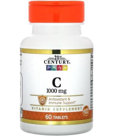 Supplement Vitamin C Compatible with 21st Century 1 000 mg 60 Tablets Antioxidant & Immune Support Gluten Free + Bonus Pill Organizer Weekly Pill Organizer Mini - Buy Online on SooperMarket.com