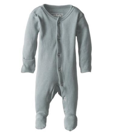 L'Ovedbaby Girls' Organic Baby Snap Footie 0-3 Months Seafoam