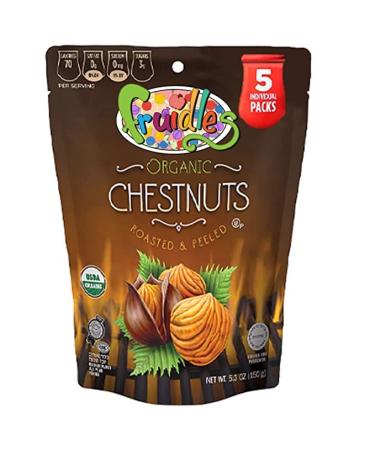 Organic Whole Chestnuts Roasted And Peeled Chestnut Kosher for Passover Mini To Go Bags - 5* 1.23 Oz Bag (3-Pack)