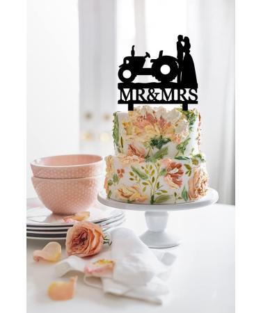 Funny Wedding Cake Topper - Groom and Bride Kissing Beside The Tractor - Farmer Wedding Cake Topper Southern Style Wedding Cake Topper (Tractor) - Buy Online on SooperMarket.com