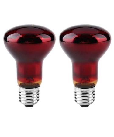 POFET 2pcs Reptile Heating Bulbs Durable Infrared Heat Lamp Warming Light Bulb Red Pet Light for Reptile and Amphibian Lizard Tortoise Spider Snake Chameleon 220-240V(100W)