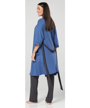 Happy Mama Maternity Nursing 3pcs Nightwear Set - Blue Jeans & Graphite - Buy Online on SooperMarket.com