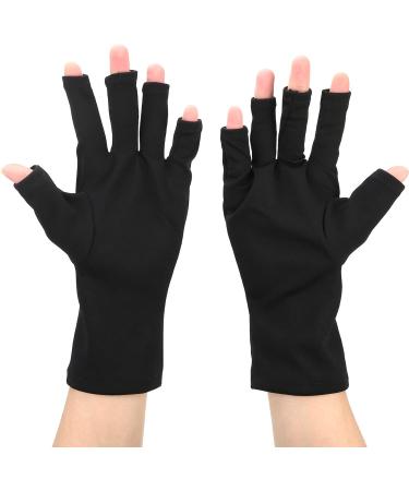 U V Gloves 1 Pair Nail Art Skin Care Fingerless Gloves Protect Hands from Outdoor Sun U V Light Harm(Black) - Buy Online on SooperMarket.com