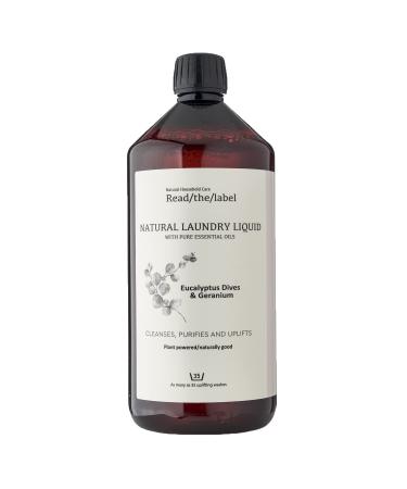 Read The Label - Eucalyptus Dives & Geranium - Natural Laundry Liquid with Pure Essential Oils - Cleanses Purifies and Uplifts - Natural Plant-Powered - Up to 35 Washes - 1000ML