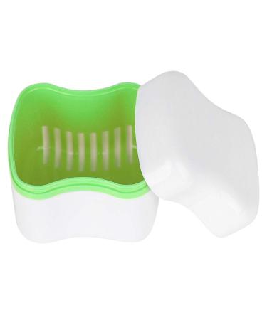 Denture Box False Teeth Storage Box with Filter Screen Dental Device 3.3 * 2.8 * 3.1 inch(Green)