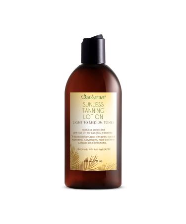 Sunless Tanning Lotion - Light to Medium tones | Indoor Self- Tanner | Body Tanning Lotion | Sun- Kissed Glow| Bronzer Lotion For All Skin Types |Just Nutritive | 8 Oz