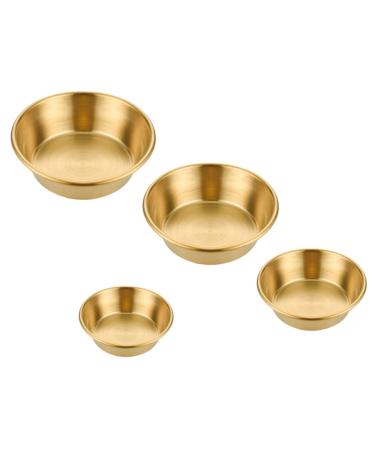 PRETYZOOM 4pcs Seasoning Dish Small Seasoning Plate Individual Teaspoon Rest Metal Portion Cups Dry Fruit Seasoning Bowls Tea Spoons Stainless Household Soy Sauce Stainless Steel