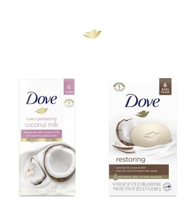 Dove Purely Pampering Beauty Bar Coconut Milk and Jasmine Petals 6 Bars 3.75 oz (106 g) Each