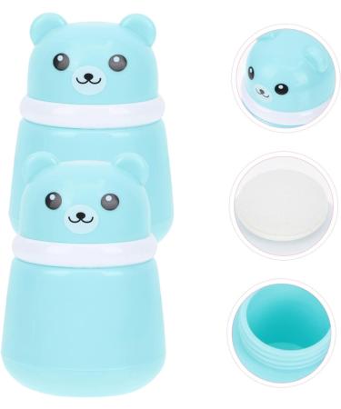 2pcs Bear Powder Puff Box Set for Travel and Newborns - Blue - Buy Online on SooperMarket.com