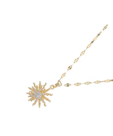 OralGos Rotating Cubic Zirconia Flower Pendant Necklace Clavicle Chain Adjustable Cute Cool Choker Fashion Jewelry