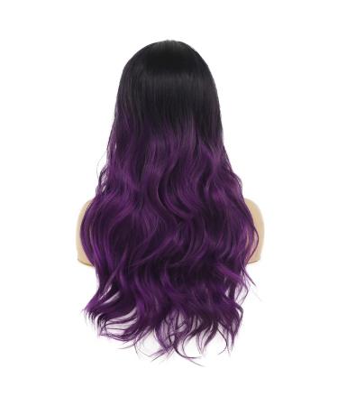 Tseses Long Ombre Purple Curly Wavy Synthetic Wig for Women - Dark Roots Hair Cosplay Halloween Party Daily Full Wig - Buy Online on SooperMarket.com