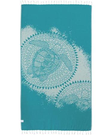 Sand Cloud Turkish Beach Towel - Oversized & Sand Proof - 100% Certified Organic Turkish Towel - Quick Dry Towel for Beach, Blanket or Bath Towel - As Seen on Shark Tank - Mandala Sea Turtle Green Mandala Sea Turtle Green Regular