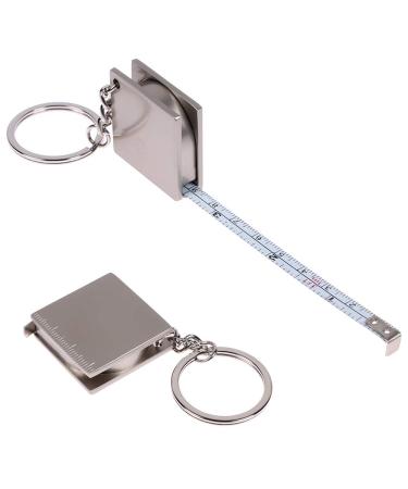 UTENEW 2 Pack Retractable Tape Measure Keychain Body Measuring Tape Key Ring Compact Tape Measure for Purse Pockets or Keys Carrying Around Easily 39.3Inches/100cm silver 2 pack