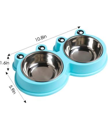 Premium Stainless Steel Double Pet Bowls | No-Slip Cute Modeling | Sky Blue | For Dogs, Cats, Rabbits, and Other Pets - Buy Online on SooperMarket.com
