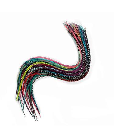 100% Real Rooster Feather Hair Extensions - Long Rainbow Colors Kit | Sexy Sparkles - Buy Online on SooperMarket.com