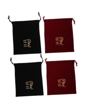 Beavorty 4pcs Storage Bag Bag Organizer Flannel Drawstring Bags Outdoor Hair Dryer Bags Cosmetic Bag