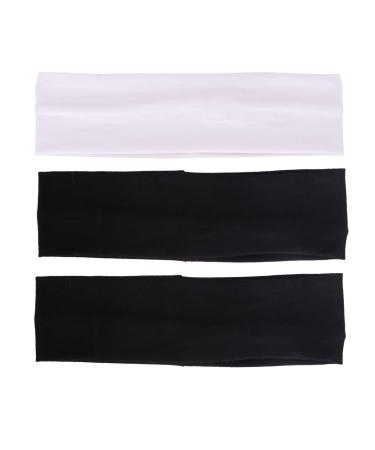 MapofBeauty 3 Pack Yoga Headbands - Stretchy Cotton Hair Wraps for Sport Running and Gym (Black & White) - International Shipping Available - Buy Online on SooperMarket.com