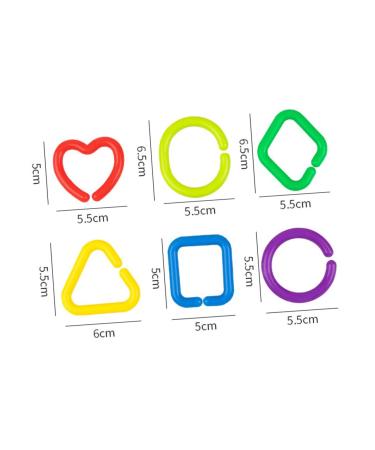Ibasenice 175 PTH Geometric Chain Buckle Baby Rings Toy - 5 Colorful Toddler Chain Play Set for Crib 5.5x5.5cm - Buy Online on SooperMarket.com