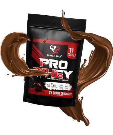 MUSCLEBOLT 33 Gram Pro Whey Protein | Muscle Growth 5.2g BCAA 24g Protein | Muscle Recovery | Easy Digestion | 4.1g Glutamine for Increase strength & performance (Double Chocolate) - Buy Online on SooperMarket.com