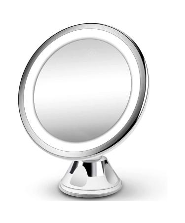 10X Magnifying with Lights - Upgraded 3 Color & 28 LED Lights Cosmetic Mirror HD Press Control