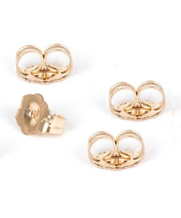 14K Gold Earring Backs - 4 Piece Replacement Earring Backs for Stud Ear Rings 2 Pairs
