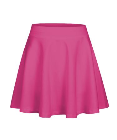 Zaclotre Skorts Skirts for Girls Elastic High Waisted Tennis Skirt with 2 Pockets Athletic Golf Workout Sports Shorts Rose Red 6-7 Years