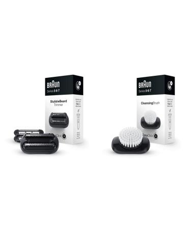 Braun EasyClick 3-day beard trimming attachment for razors men & easyClick Face cleaning brush attachment for razor men compatible with Series 5 6 and 7 electricaloring beard 3-day beard trimmer Bundle with facial cleaning brush attachment