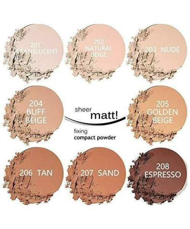 AQUAPURITY PHOERA Sheer Matte Fixing Powder Makeup Base - Long Lasting Foundation Compact with Vitamin E (205 Golden Beige) - Buy Online on SooperMarket.com