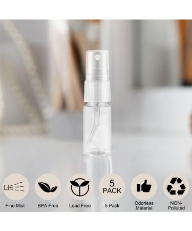 5 Pack 10ml Transparent Mini Spray Bottles - Travel Atomizer for Cosmetics Fine Mist and Fog - Perfect for On-the-Go! - Buy Online on SooperMarket.com