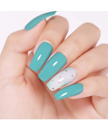 Senvenski Teal Gel Nail Polish Set - Blue Glitter Mint Olive Aqua Green Emerald Turquoise Shimmer - Starrily Sparkle Crystal - Soak Off UV LED Varnish Kit (CS007) - Buy Online on SooperMarket.com