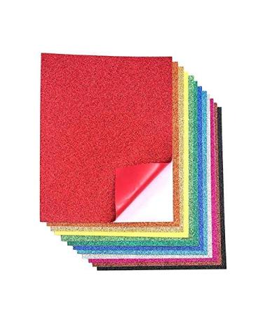 16 Pack Glitter EVA Foam Handicraft Sheets - Self-Adhesive - 8.5 x 11 Inches - Thick and Soft Paper for DIY Projects - 12 Assorted Colors