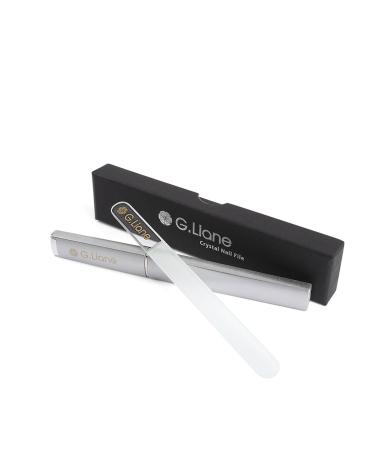 Crystal Glass Nail File - G.Liane Professional Double Sided Etched Glass Nail Files with Case for Shaping The Natural Nails and Artificial Nails Manicure Pedicure Nail Care Gift Set (Clear Round)