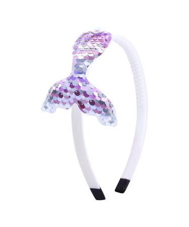 Totelux Mermaid Headband Sequins Glitter Hair Bands Reversible Fish Tail Hair Hoop with Pearl Women Girls Hair Accessories for Birthday Party Favors Headdress Decoration Supplies Gift (Light Purple)