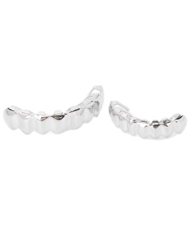 Halloween Hip Hop Teeth Alloy Convenient Hip Hop Teeth for Hip Hop Fashion Shows for Halloween Party(Silver)