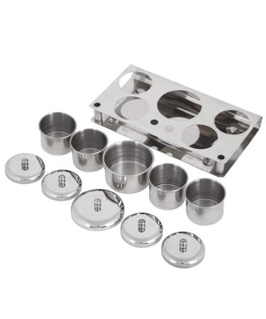 Rotekt 5pcs Stainless Steel Nail Art Mini Powder & Liquid Set Tins Storage Box Compact Manicure Tools