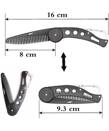 Stainless Steel Folding Beard Comb for Men - Anti-Static Pocket Comb for Beard and Mustache Styling - Buy Online on SooperMarket.com