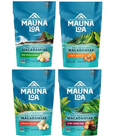 Mauna Loa Macadamia Nuts Snack Peak Variety Gift Box - Hawaiian Sea Salt, Maui Onion & Garlic, Honey Roasted, Kiawe Smoked BBQ - Buy Online on SooperMarket.com