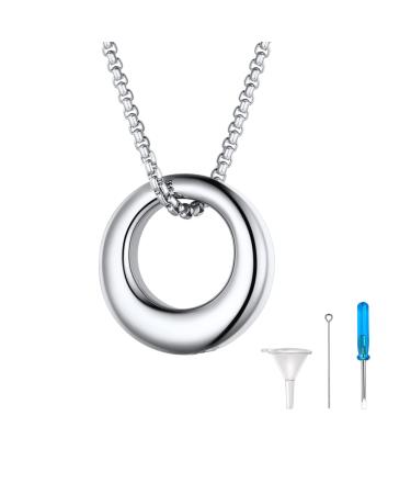 U7 women creamation urn necklace for ash cycle of life/Celtic knot/dog feet/wings/crucifix/cylinder urn chain stainless steel pendant chain fire burial jewelry for men's circle of life silver not adaptable