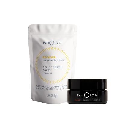 WholyMe Relief Duo | Muscle & Joint Active Relief Balm & Bath Salts Set | Instant Organic Relief | Perfect Christmas Relaxation Gift for Women and Men | Includes Bath Salts 200gr & Relief Balm 50ml Bath Salts & Balm Gift Set