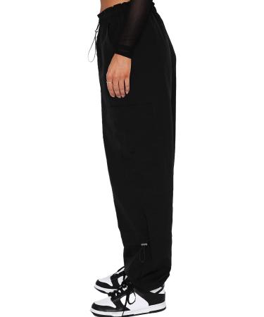 Women's Low Waist Cargo Pants - Harajuku Vintage Y2K Baggy Jogger in Black - Medium - Buy Online on SooperMarket.com