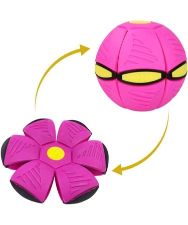 WACURRENTHYD New UFO Pet Flying Saucer Ball Portable Flying Toys Creative Fly Saucer Stomp Magic Balls Magic Frisbee Dog Toy Ball Fun Puppy Interactive Flying Flat Throw Disc Balls Toy (Pink)