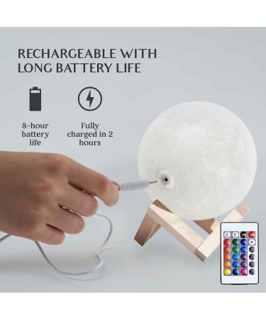 Mydethun 2024 LED 3D Moon Light - 16 Colors Wooden Base Remote Control USB Charging - Perfect Mother's Day Gift & Bedroom Lamp for Kids & Home D cor - Buy Online on SooperMarket.com