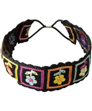 JSGHGDF Floral Knitted Headband for Women Stretch Turban Floral Crocheted Granny-square Ethnic Tie Head Wrap Headband Sun flower headband - Buy Online on SooperMarket.com